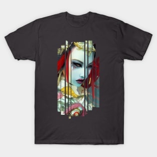 Japanese Geisha Girl Kabuki Demon by Raven Glow T-Shirt